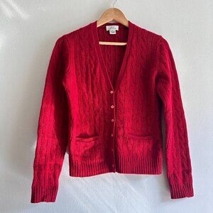 Brooks Brothers Red Wool Cashmere Cableknit Cardigan - Sz S